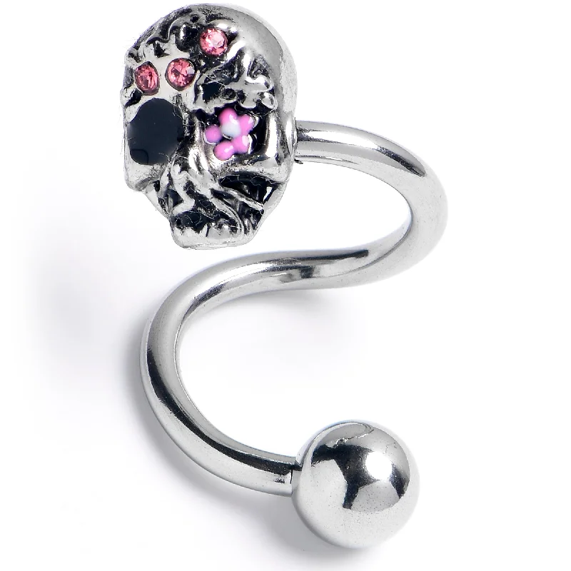 Trendy Belly Rings for Chic Fashion -Pink Gem Stylish Skull Spiral Twister Belly Ring Trendy Belly Rings for Chic Fashion -Pink Gem Stylish Skull Spiral Twister Belly Ring