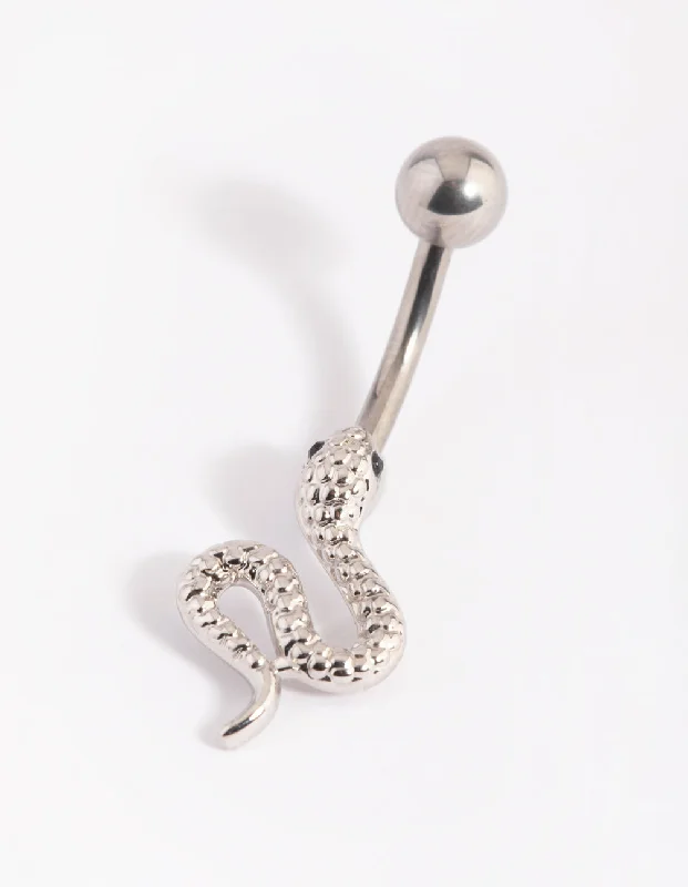 Trendy Belly Rings for Special Fashion -Surgical Steel Serpent Belly Bar