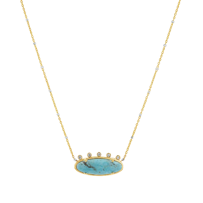 Shop Classic Women's Necklaces & Pendants with a Modern Twist-Diamond Oval Turquoise Necklace Shop Classic Women's Necklaces & Pendants with a Modern Twist-Diamond Oval Turquoise Necklace