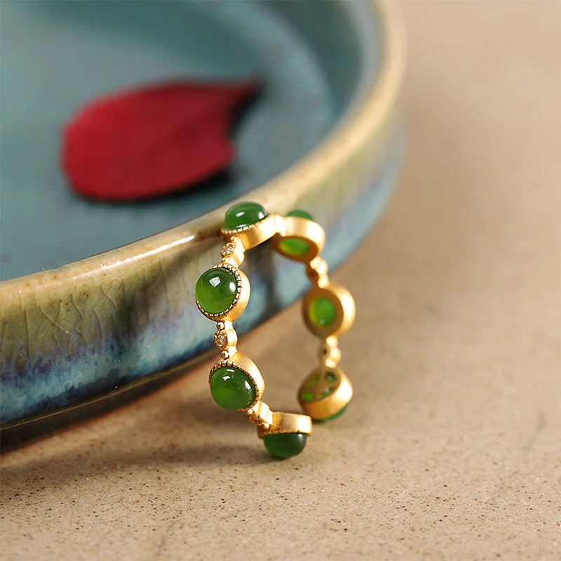 Chic Women's Rings for Fashion-Forward Looks-Buddha Stones Cyan Jade Healing Calm Adjustable Ring Chic Women's Rings for Fashion-Forward Looks-Buddha Stones Cyan Jade Healing Calm Adjustable Ring