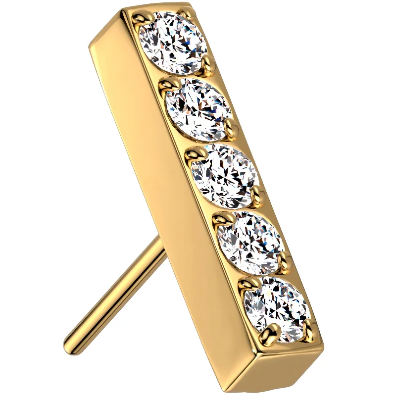 Women's Earrings – Elegant Designs for Every Personality--Clear CZ Gem Gold Tone ASTM F-136 Beauty Bar Flat Back Earring Push In Top Women's Earrings – Elegant Designs for Every Personality--Clear CZ Gem Gold Tone ASTM F-136 Beauty Bar Flat Back Earring Push In Top