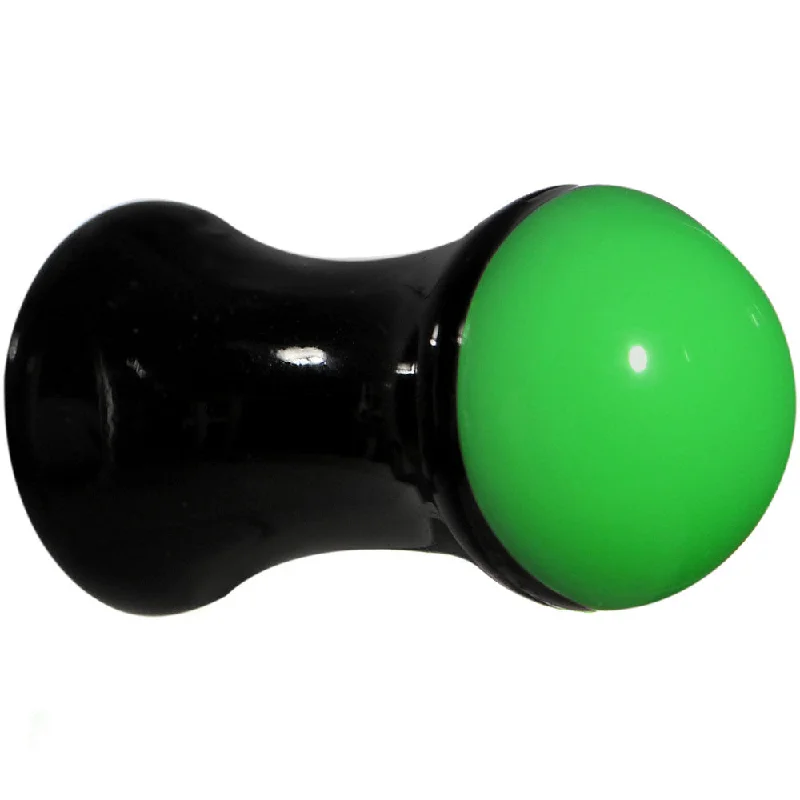Women's Earrings – Elegant Designs for Every Personality--4 Gauge Black Neon Green Acrylic Saddle Plug