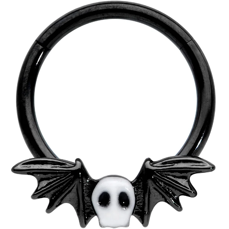 Stylish Nose Rings for Every Occasion -16 Gauge 3/8 Wing Skull Memento Mori Halloween Hinged Segment Ring Stylish Nose Rings for Every Occasion -16 Gauge 3/8 Wing Skull Memento Mori Halloween Hinged Segment Ring