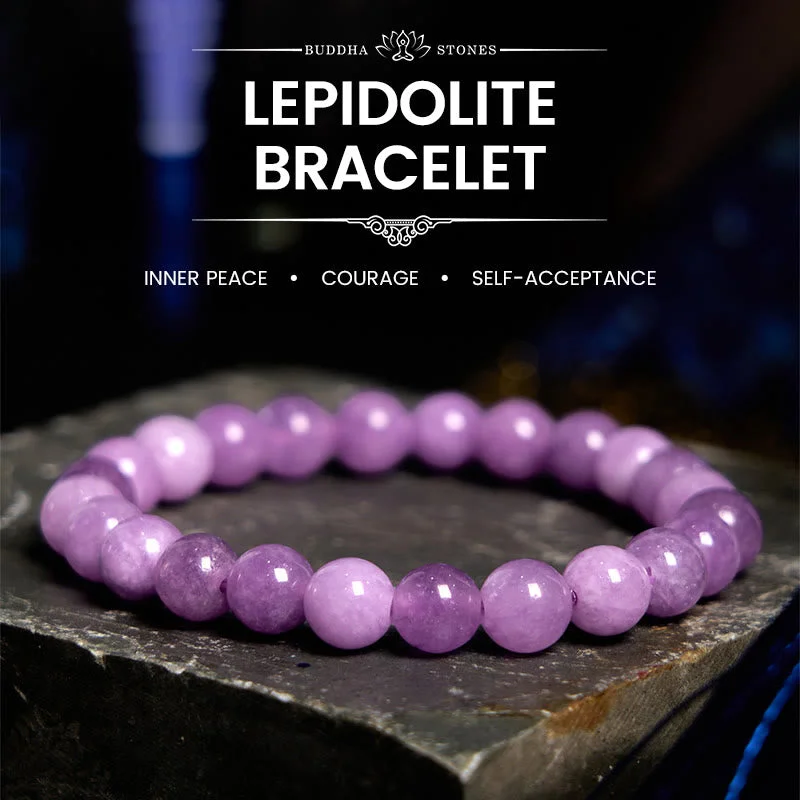 Men's Beaded Bracelets-Buddha Stones Lepidolite Inner Peace Bracelet