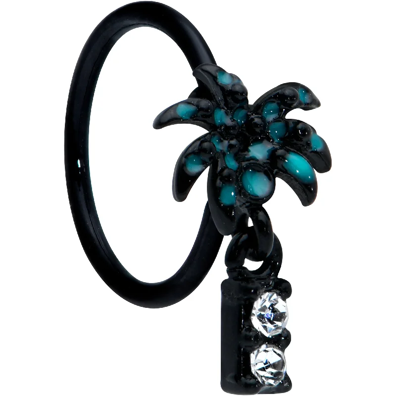 Women's Earrings – Elegant Designs for Every Personality--20 Gauge 5/16 Black Night Palm Tree Dangle Helix Circular Ring