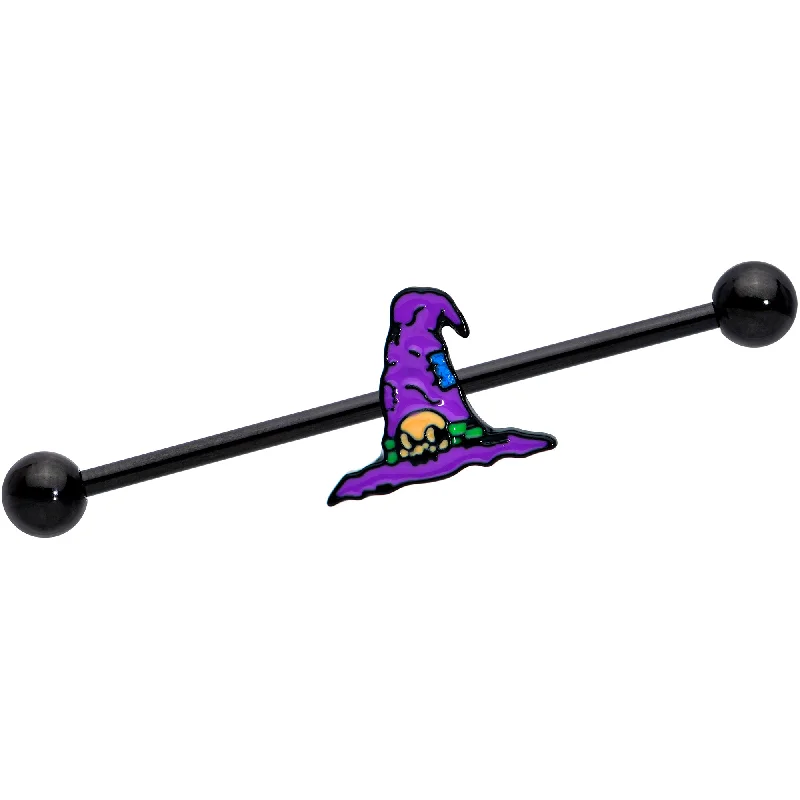 Women's Earrings – Elegant Designs for Every Personality--14 Gauge Black Witches Purple Hat Halloween Industrial Barbell 38mm Women's Earrings – Elegant Designs for Every Personality--14 Gauge Black Witches Purple Hat Halloween Industrial Barbell 38mm