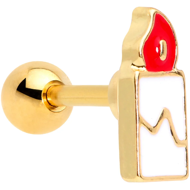 Women's Earrings – Elegant Designs for Every Personality--16 Gauge 1/4 Gold Tone Holiday Candle Cartilage Tragus Earring Women's Earrings – Elegant Designs for Every Personality--16 Gauge 1/4 Gold Tone Holiday Candle Cartilage Tragus Earring