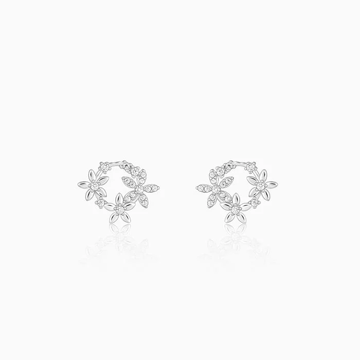 Women's Earrings – Elegant Designs for Every Personality--Silver Flower Wreath Stud Earrings Women's Earrings – Elegant Designs for Every Personality--Silver Flower Wreath Stud Earrings