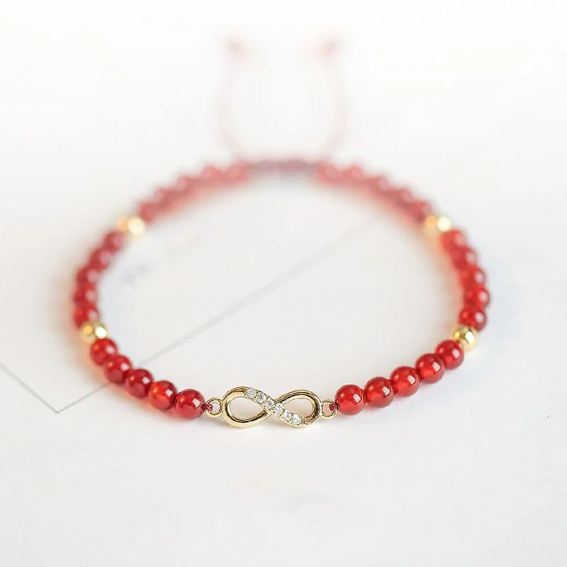 Designer Wedding Bangles for Women-Natural Red Agate Endless Knot Four Leaf Clover Star Confidence String Bracelet Designer Wedding Bangles for Women-Natural Red Agate Endless Knot Four Leaf Clover Star Confidence String Bracelet