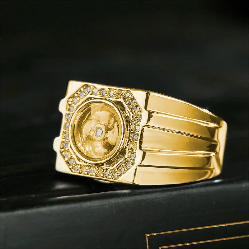 Chic Women's Rings for Fashion-Forward Looks-Buddha Stones Gold Plated Copper Brass Windmill Healing Ring Chic Women's Rings for Fashion-Forward Looks-Buddha Stones Gold Plated Copper Brass Windmill Healing Ring