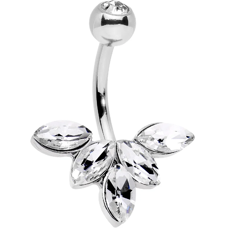 Stunning Belly Rings with Sparkling Stones -Clear Gem Lovely Petal Flower Belly Ring Stunning Belly Rings with Sparkling Stones -Clear Gem Lovely Petal Flower Belly Ring
