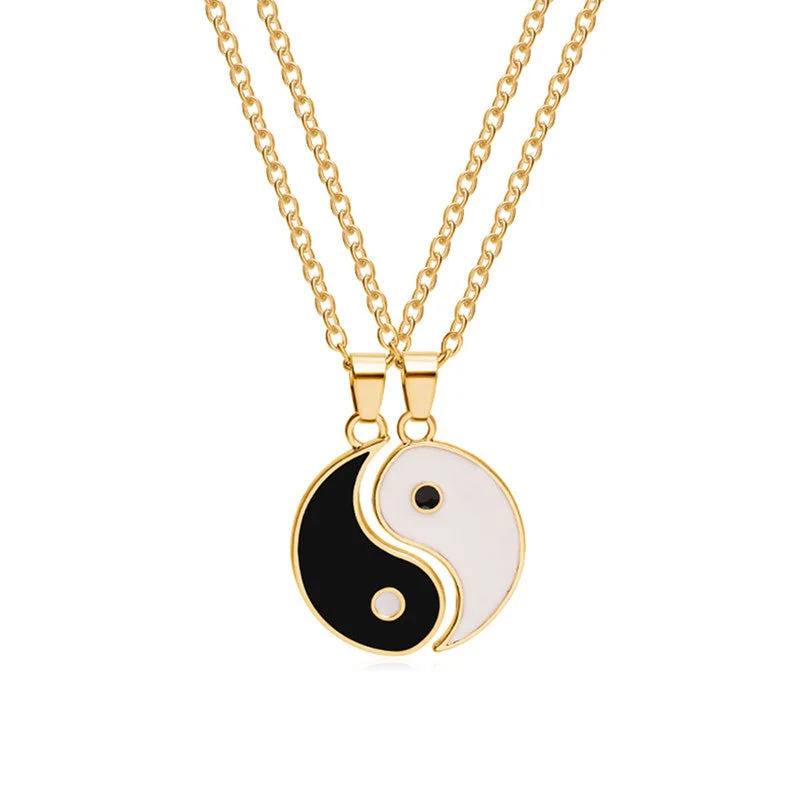 Shop Classic Women's  Necklaces & Pendants with a Modern Twist-Buddha Stones Yin Yang Hematite Pendant Couple Necklace
