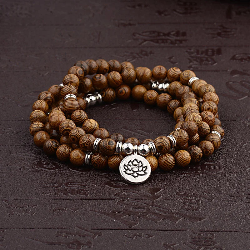 Luxury Bracelets for Men-Buddha Stones Tibetan Lightning Strike Wood Bracelet Lotus Buddha Mala Luxury Bracelets for Men-Buddha Stones Tibetan Lightning Strike Wood Bracelet Lotus Buddha Mala