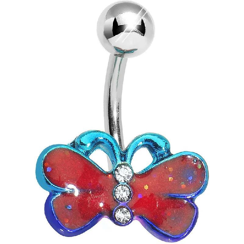 Trendy Belly Rings for Bold Style -Lower Mount Red and Blue Cute Butterfly Belly Ring Trendy Belly Rings for Bold Style -Lower Mount Red and Blue Cute Butterfly Belly Ring
