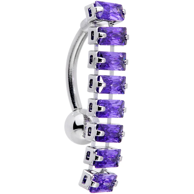 Custom Belly Rings for Unique Style -Purple CZ Gem Band of Beauty Top Mount Belly Ring Custom Belly Rings for Unique Style -Purple CZ Gem Band of Beauty Top Mount Belly Ring