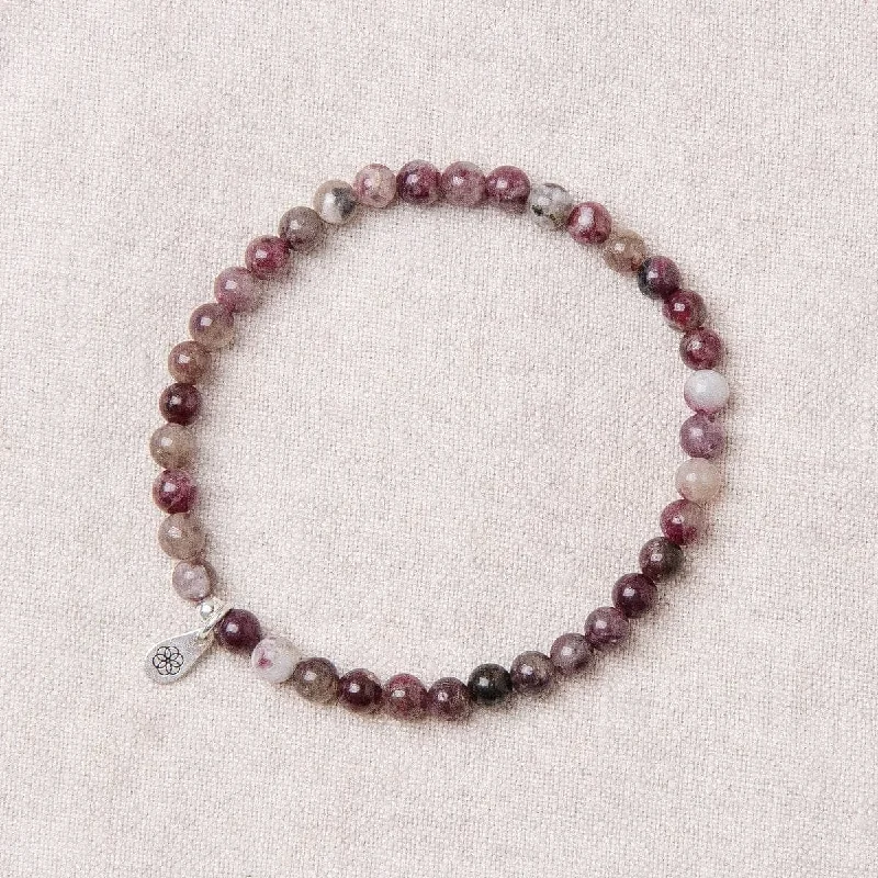 18k Gold Bangles for Women-Natural Plum Blossom Tourmaline Energy Bracelet