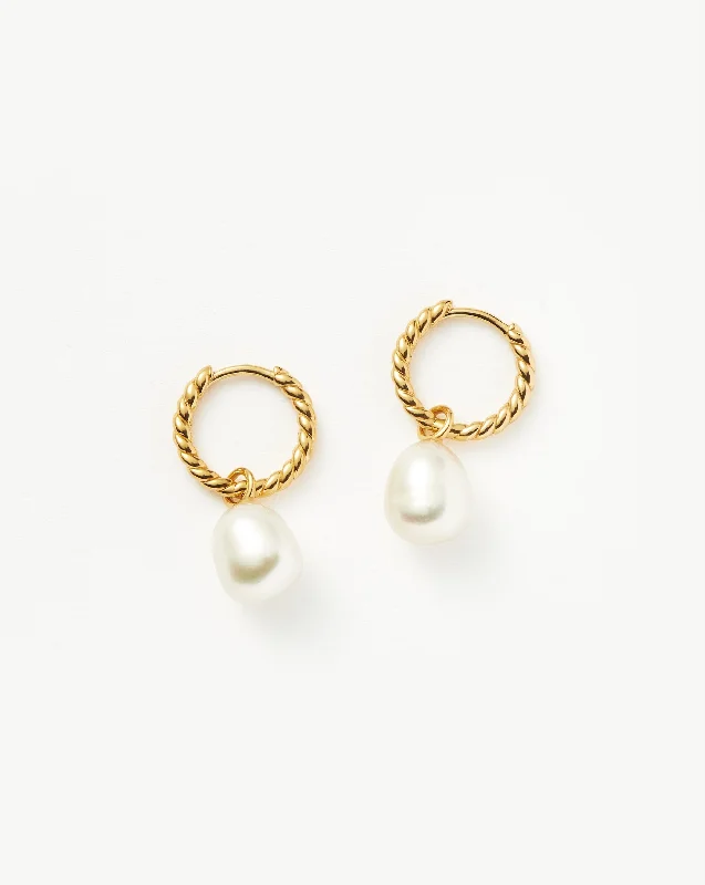 Women's Earrings – Elegant Designs for Every Personality--Pearl Twisted Small Drop Hoop Earrings | Gold Plated Vermeil/Pearl Women's Earrings – Elegant Designs for Every Personality--Pearl Twisted Small Drop Hoop Earrings | Gold Plated Vermeil/Pearl