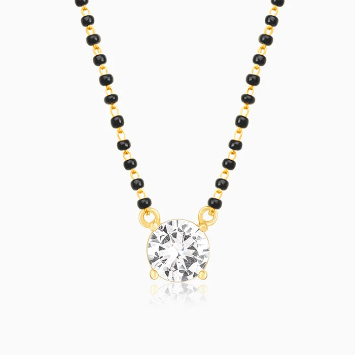 Shop Classic Women's  Necklaces & Pendants with a Modern Twist-Golden Classic Solitaire Mangalsutra