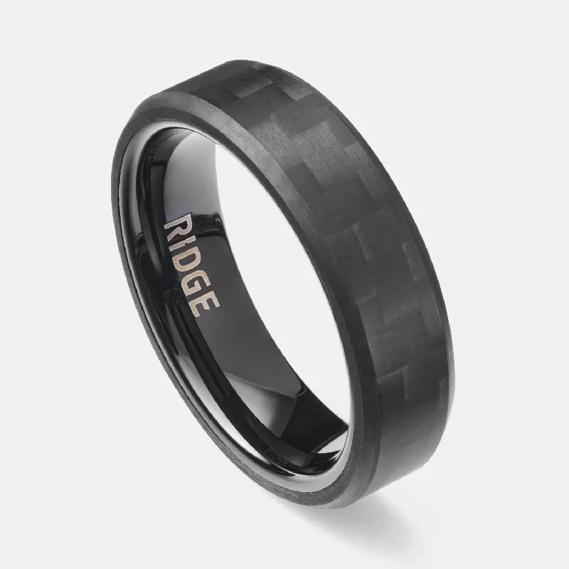 Top Men's Rings – Crafted for Every Style Ridge 6mm Beveled Ring Set - Carbon Fiber 3K Top Men's Rings – Crafted for Every Style Ridge 6mm Beveled Ring Set - Carbon Fiber 3K