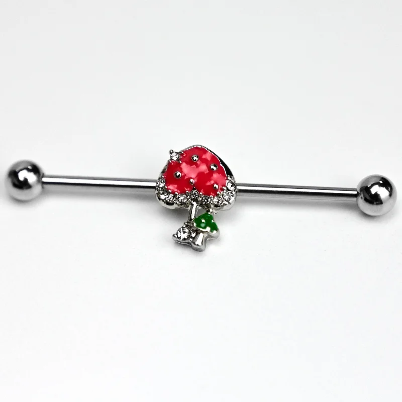 Women's Earrings – Elegant Designs for Every Personality--14 Gauge Clear Gem Glamour Shroom Dangle Industrial Barbell 38mm Women's Earrings – Elegant Designs for Every Personality--14 Gauge Clear Gem Glamour Shroom Dangle Industrial Barbell 38mm