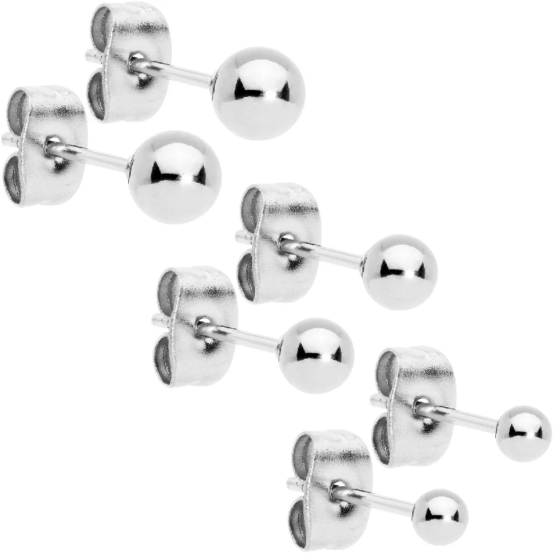 Women's Earrings – Elegant Designs for Every Personality--3mm 4mm 5mm Ball 316L Stainless Steel Stud Earrings 3 Pack Women's Earrings – Elegant Designs for Every Personality--3mm 4mm 5mm Ball 316L Stainless Steel Stud Earrings 3 Pack