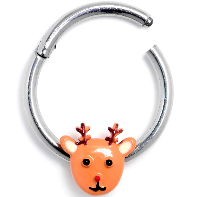 Women's Earrings – Elegant Designs for Every Personality--16 Gauge 3/8 Santa's Reindeer Hinged Segment Ring Women's Earrings – Elegant Designs for Every Personality--16 Gauge 3/8 Santa's Reindeer Hinged Segment Ring