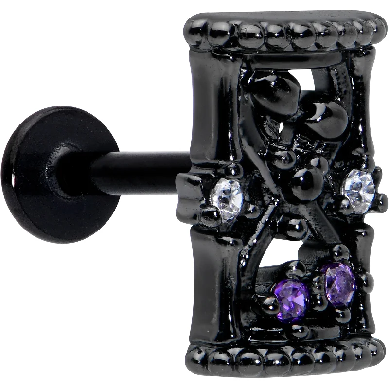 Lip Rings for Creative Piercing Styles16 Gauge 5/16 Purple Gem Black Gothic Hourglass Labret Monroe Tragus