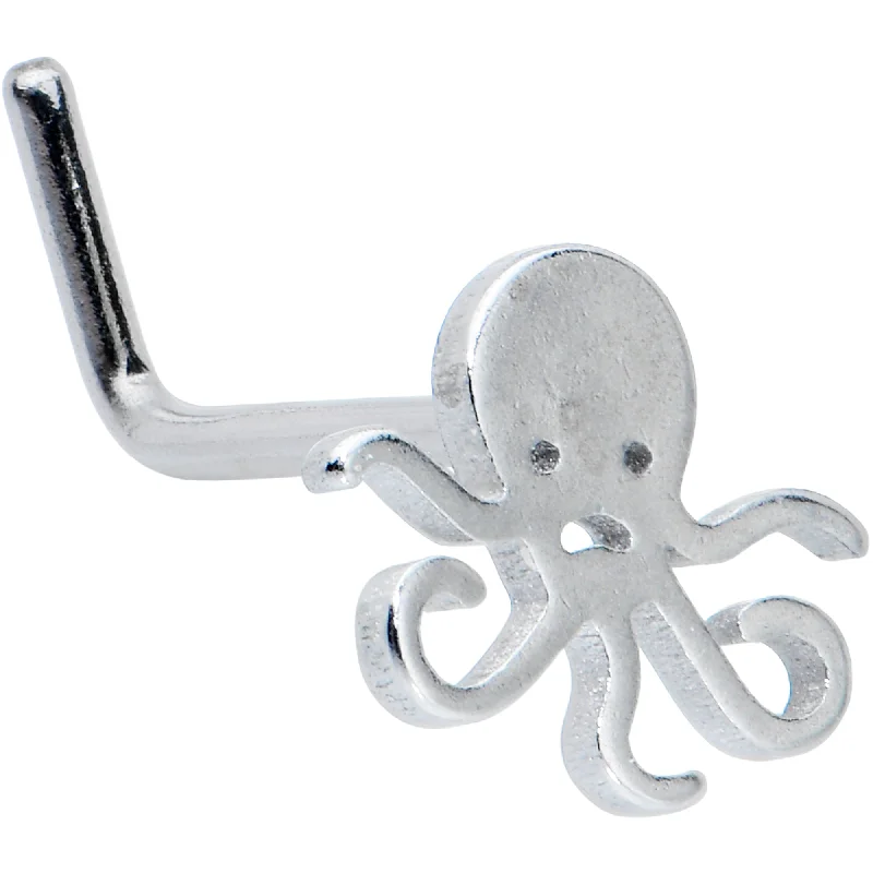 Nose Rings for Classic Looks -20 Gauge 1/4 Simple Cephalopod Octopus L Shape Nose Ring Nose Rings for Classic Looks -20 Gauge 1/4 Simple Cephalopod Octopus L Shape Nose Ring