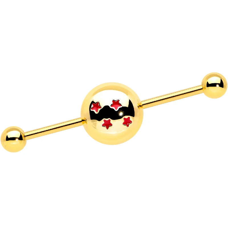Women's Earrings – Elegant Designs for Every Personality--14 Gauge Gold Tone Licensed Dragonball Z Industrial Barbell 38mm