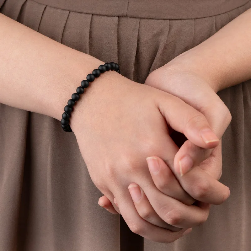 Stylish Wristbands for Men with Custom Engraving-Onyx Natural Stone Elastic Bracelet