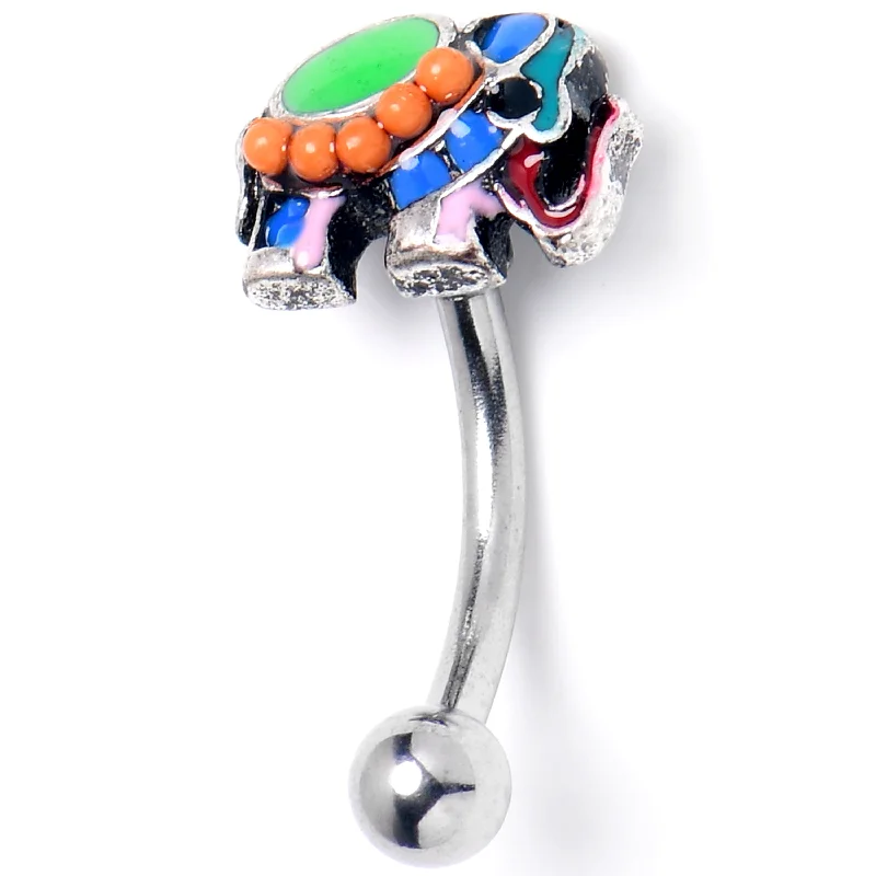 Women's Earrings – Elegant Designs for Every Personality--16 Gauge 5/16 Colorful Elephant Curved Eyebrow Ring