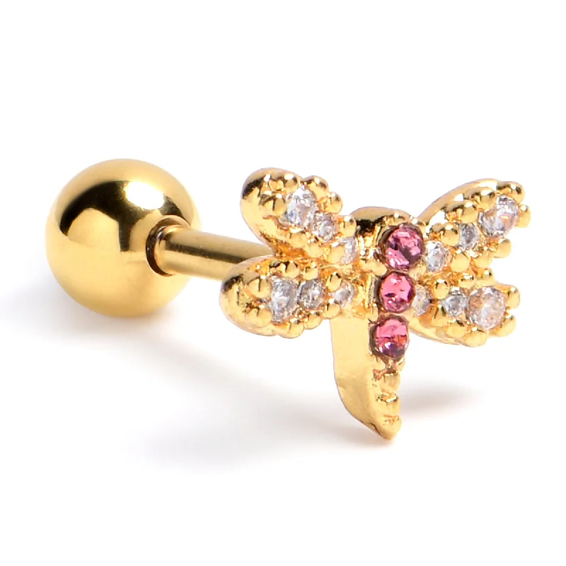 Women's Earrings – Elegant Designs for Every Personality--16 Gauge 1/4 Pink Gem Gold Tone Dragonfly Drama Cartilage Earring Women's Earrings – Elegant Designs for Every Personality--16 Gauge 1/4 Pink Gem Gold Tone Dragonfly Drama Cartilage Earring