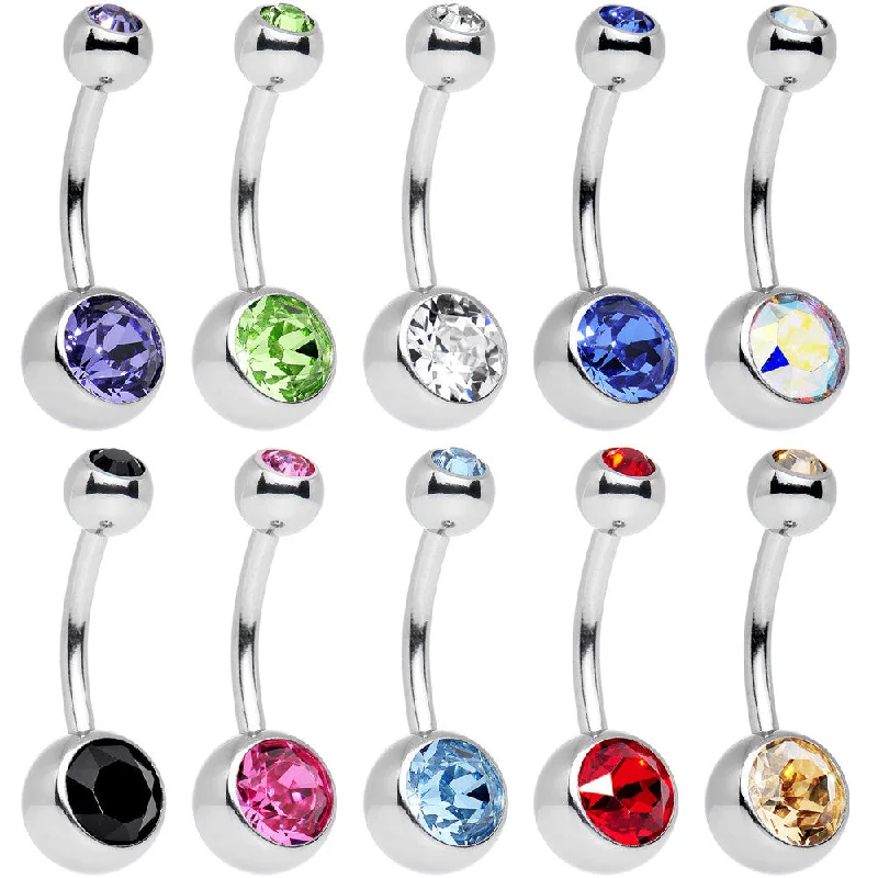 Classic Belly Rings with Sleek Design -10 Piece Multicolor Belly Ring Pack Set Created with Crystals Classic Belly Rings with Sleek Design -10 Piece Multicolor Belly Ring Pack Set Created with Crystals