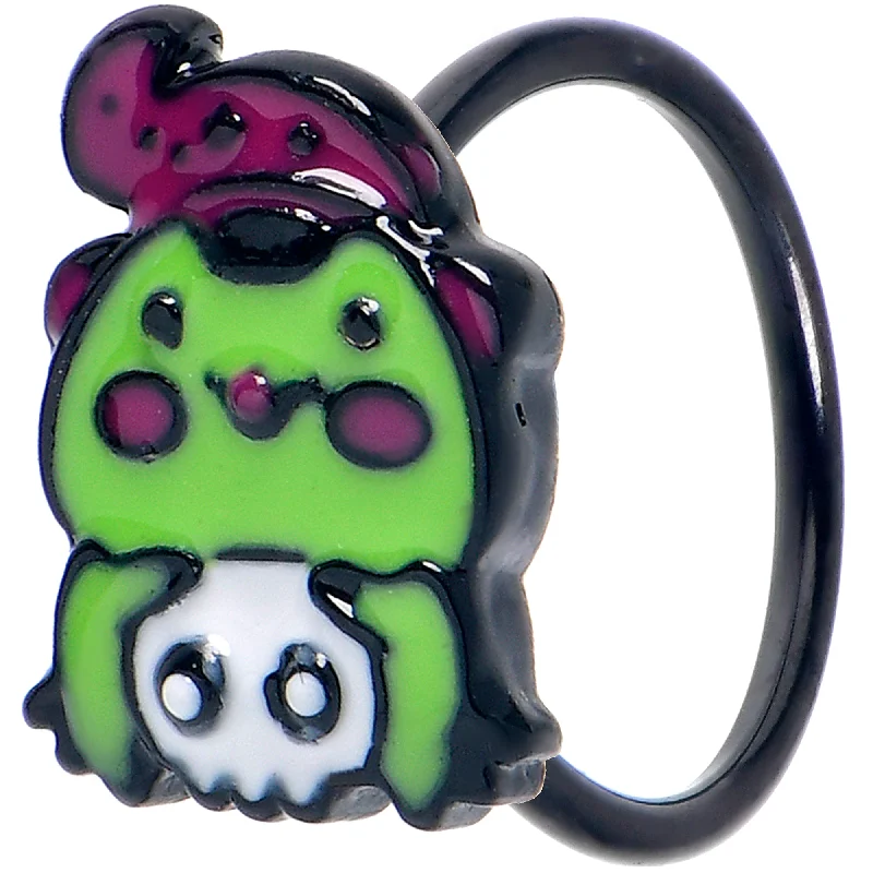 Trendy Nose Rings with Sparkling Finishes -20 Gauge 5/6 Black Witch Frog Skull Halloween Nose Hoop Trendy Nose Rings with Sparkling Finishes -20 Gauge 5/6 Black Witch Frog Skull Halloween Nose Hoop