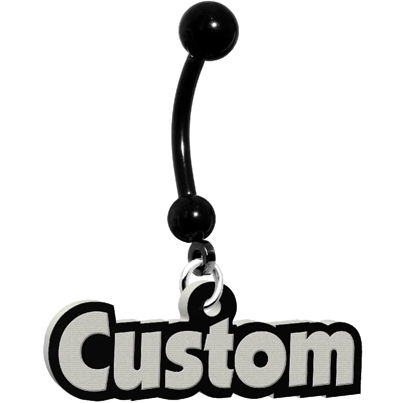 Comfortable Belly Rings for Exclusive Appeal -Custom Black Glow in the Dark Personalized Name Dangle Belly Ring Comfortable Belly Rings for Exclusive Appeal -Custom Black Glow in the Dark Personalized Name Dangle Belly Ring