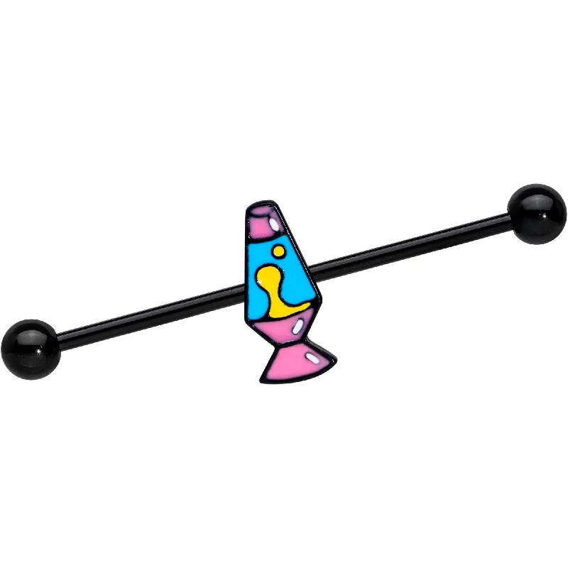 Women's Earrings – Elegant Designs for Every Personality--14 Gauge Black Retro Lava Lamp Industrial Barbell 38mm