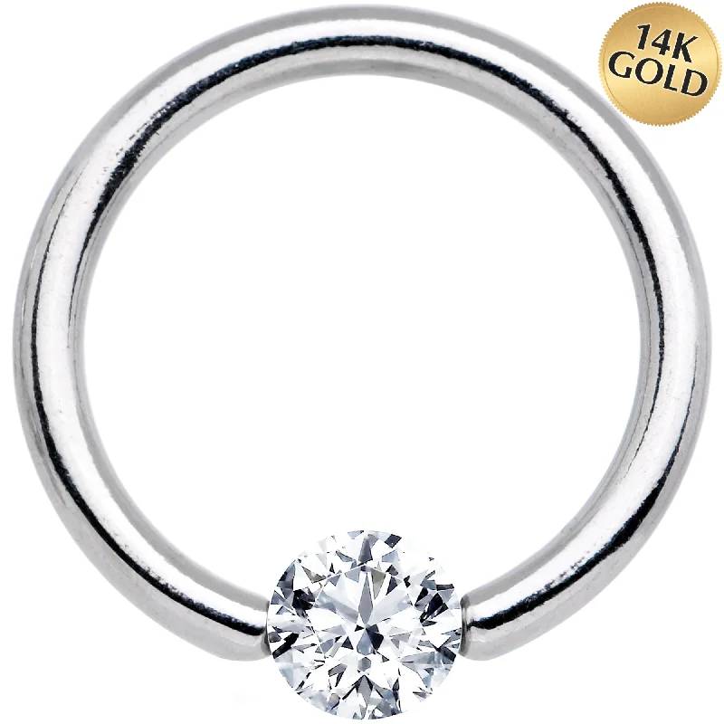 Comfortable Lip Rings for Sensitive Skin14 Gauge 3/8 Solid 14k White Gold 4mm Clear Cubic Zirconia Tension Captive Ring Comfortable Lip Rings for Sensitive Skin14 Gauge 3/8 Solid 14k White Gold 4mm Clear Cubic Zirconia Tension Captive Ring
