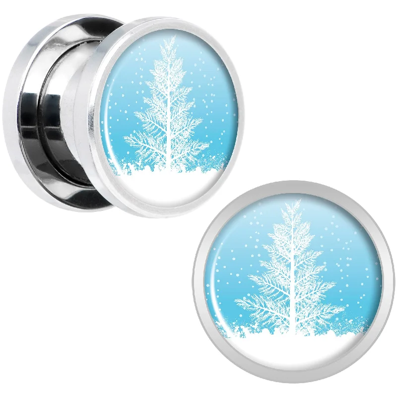 Women's Earrings – Elegant Designs for Every Personality--Winter Snow Covered Tree Screw Fit Plug Set Sizes 5mm to 20mm Women's Earrings – Elegant Designs for Every Personality--Winter Snow Covered Tree Screw Fit Plug Set Sizes 5mm to 20mm
