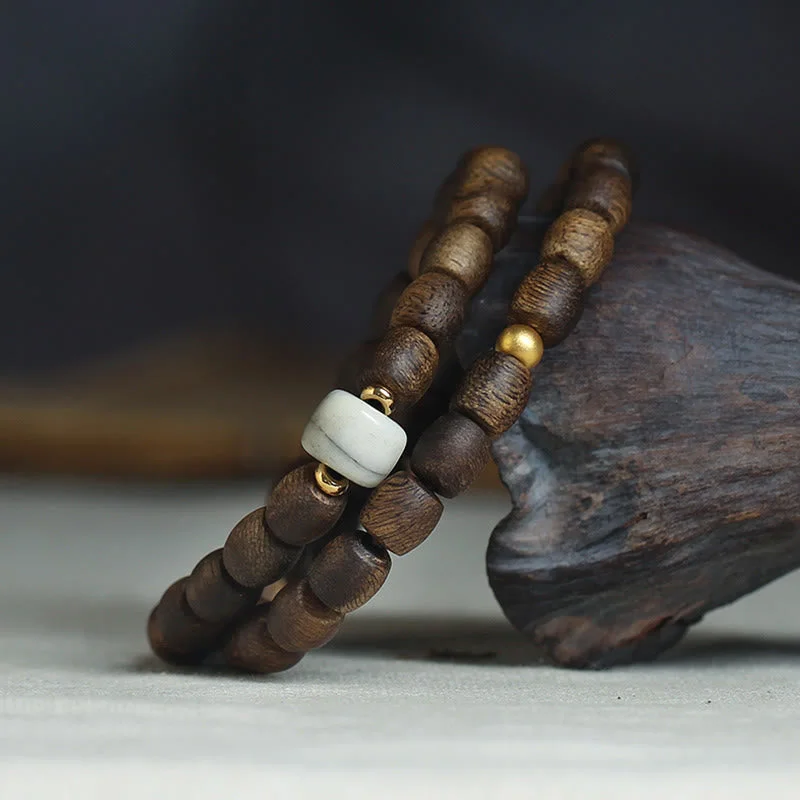 Men's Bracelets with Gemstones-Buddha Stones 999 Gold Rare Tarakan Agarwood Tibetan Old Spirit Bone Balance Strength Double Wrap Bracelet Men's Bracelets with Gemstones-Buddha Stones 999 Gold Rare Tarakan Agarwood Tibetan Old Spirit Bone Balance Strength Double Wrap Bracelet