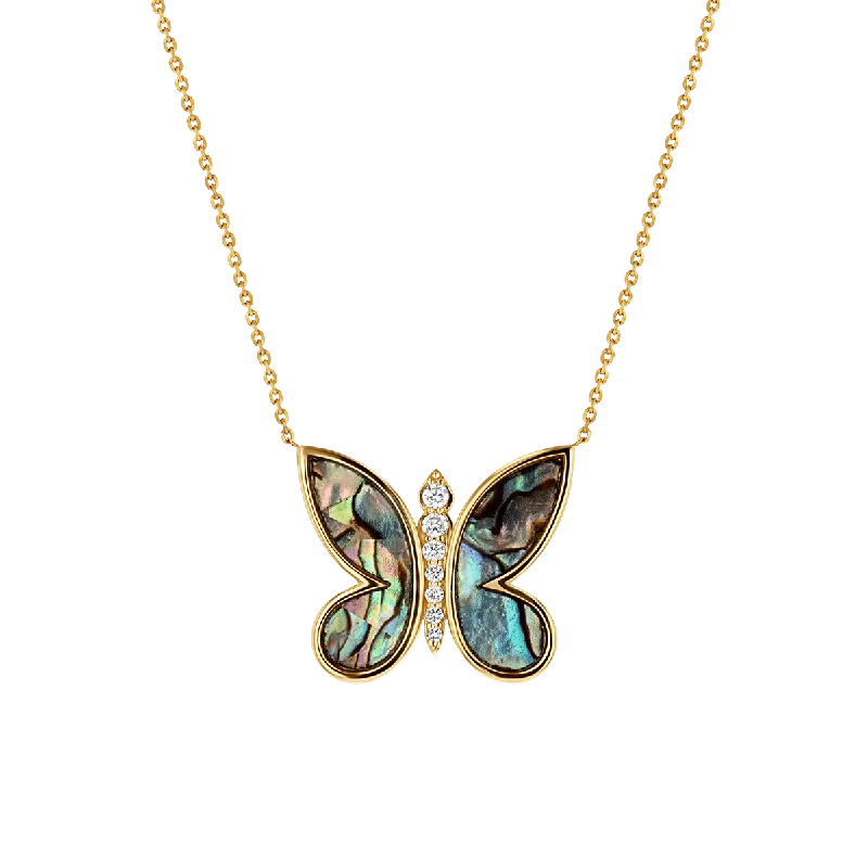 Shop Classic Women's Necklaces & Pendants with a Modern Twist-Diamond Abalone Inlay Butterfly Necklace Shop Classic Women's Necklaces & Pendants with a Modern Twist-Diamond Abalone Inlay Butterfly Necklace