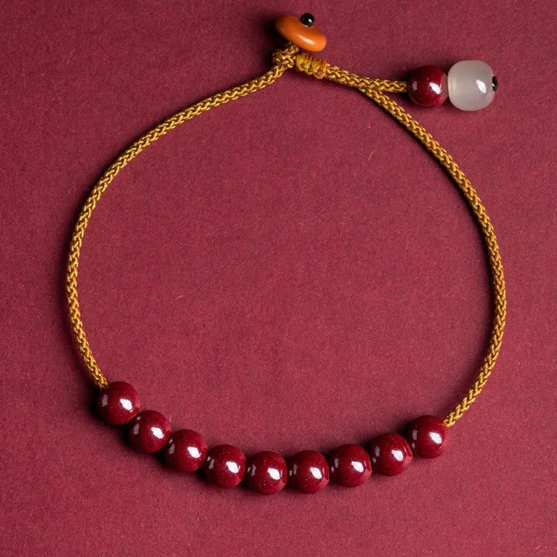 Crystal-Embedded Gold Bangles for Women-Buddha Stones Natural Cinnabar Beaded Blessing Handmade Bracelet Crystal-Embedded Gold Bangles for Women-Buddha Stones Natural Cinnabar Beaded Blessing Handmade Bracelet