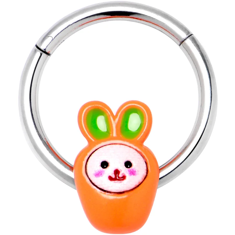 Nose Rings for Comfortable and Chic Looks -16 Gauge 3/8 Surprise Carrot Easter Bunny Hinged Segment Ring Nose Rings for Comfortable and Chic Looks -16 Gauge 3/8 Surprise Carrot Easter Bunny Hinged Segment Ring