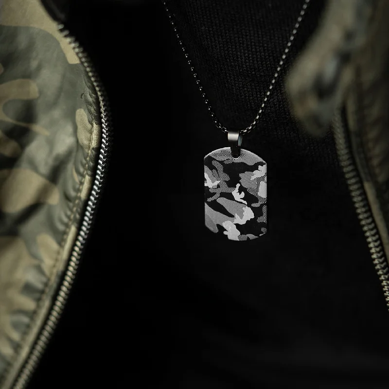 High-End Beaded Bracelets for Men-Classic Camo  Dog Tag Necklace