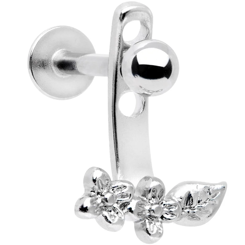 Women's Earrings – Elegant Designs for Every Personality--16 Gauge 3/8 Leafy Flowers Dangle Cartilage Tragus Helix Piercing