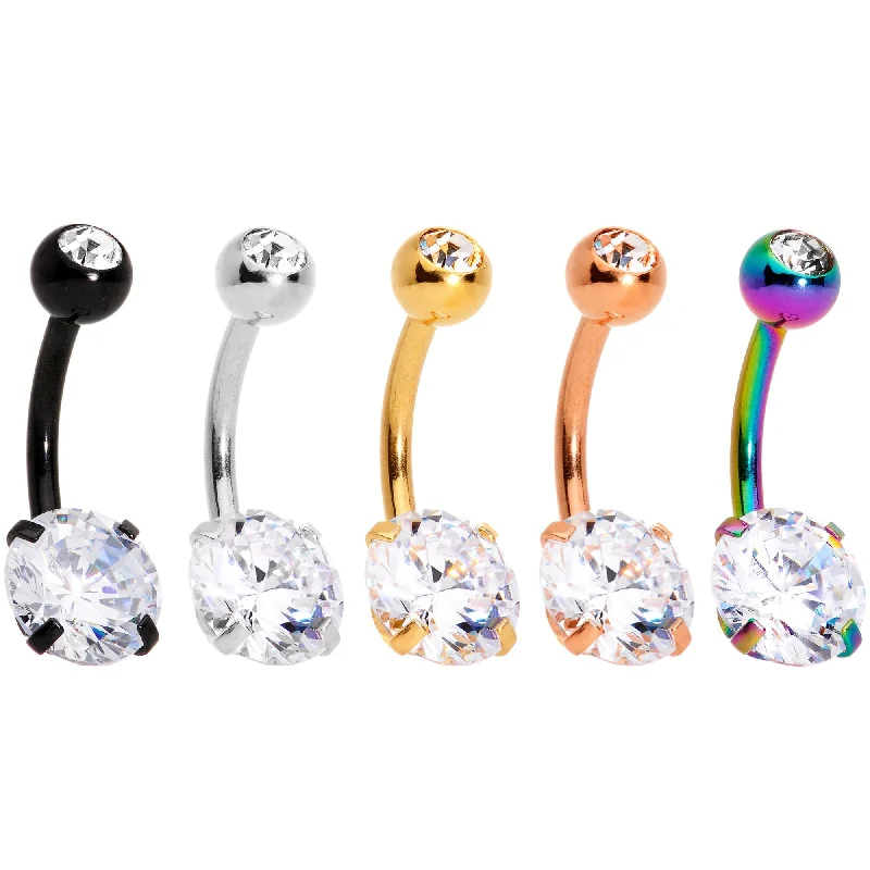 Comfortable Belly Rings for Sensitive Skin -Clear Gem Variety Of Colors Belly Ring Set of 5 Comfortable Belly Rings for Sensitive Skin -Clear Gem Variety Of Colors Belly Ring Set of 5