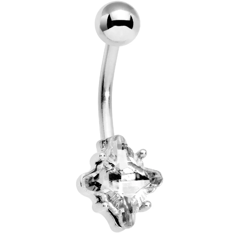 Stylish Belly Rings for Bold Fashion Choices -Clear Gem Power Amulet Belly Ring