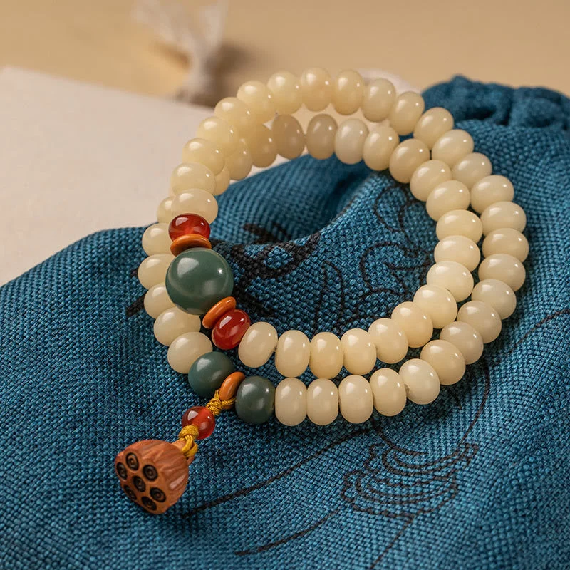 Women's Stackable Bangles in Gold-Buddha Stones Bodhi Seed Lotus Pod Charm Peace Double Wrap Bracelet Women's Stackable Bangles in Gold-Buddha Stones Bodhi Seed Lotus Pod Charm Peace Double Wrap Bracelet