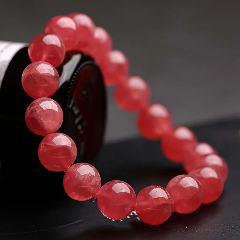 Handcrafted Bracelets for Men-Buddha Stones Natural Strawberry Quartz Blessing Healing Bracelet