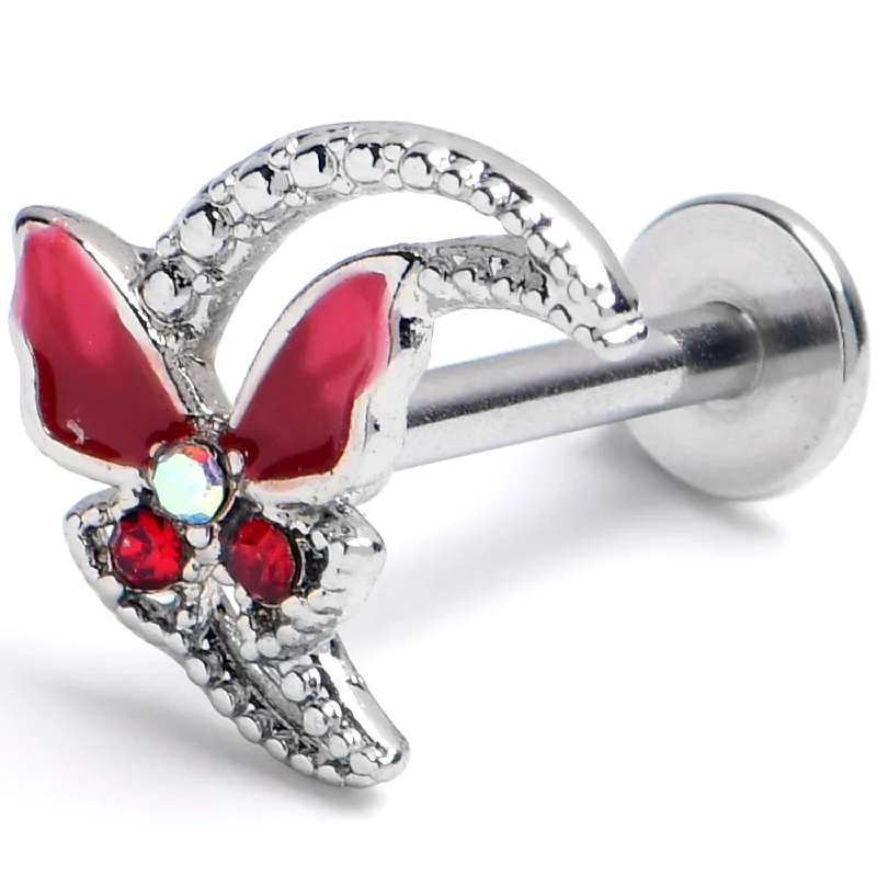 Women's Earrings – Elegant Designs for Every Personality--16 Gauge 5/16 Aurora Gem Butterfly Pink Beauty Labret Monroe Tragus Women's Earrings – Elegant Designs for Every Personality--16 Gauge 5/16 Aurora Gem Butterfly Pink Beauty Labret Monroe Tragus