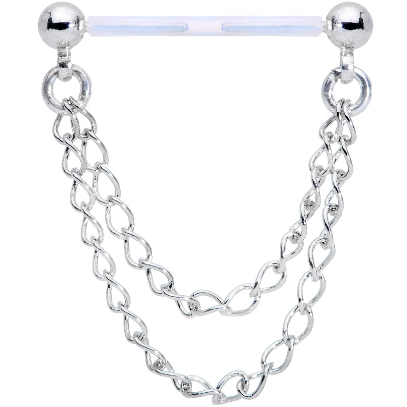 Nose Rings for Beautiful Styling -Handmade Acrylic PTFE Double Dangle Chain Septum Ring Nose Rings for Beautiful Styling -Handmade Acrylic PTFE Double Dangle Chain Septum Ring